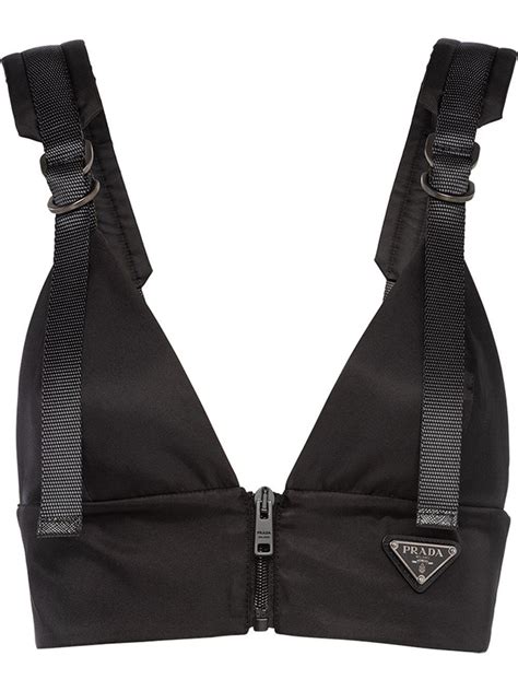 prada black crop top|prada nylon crop top.